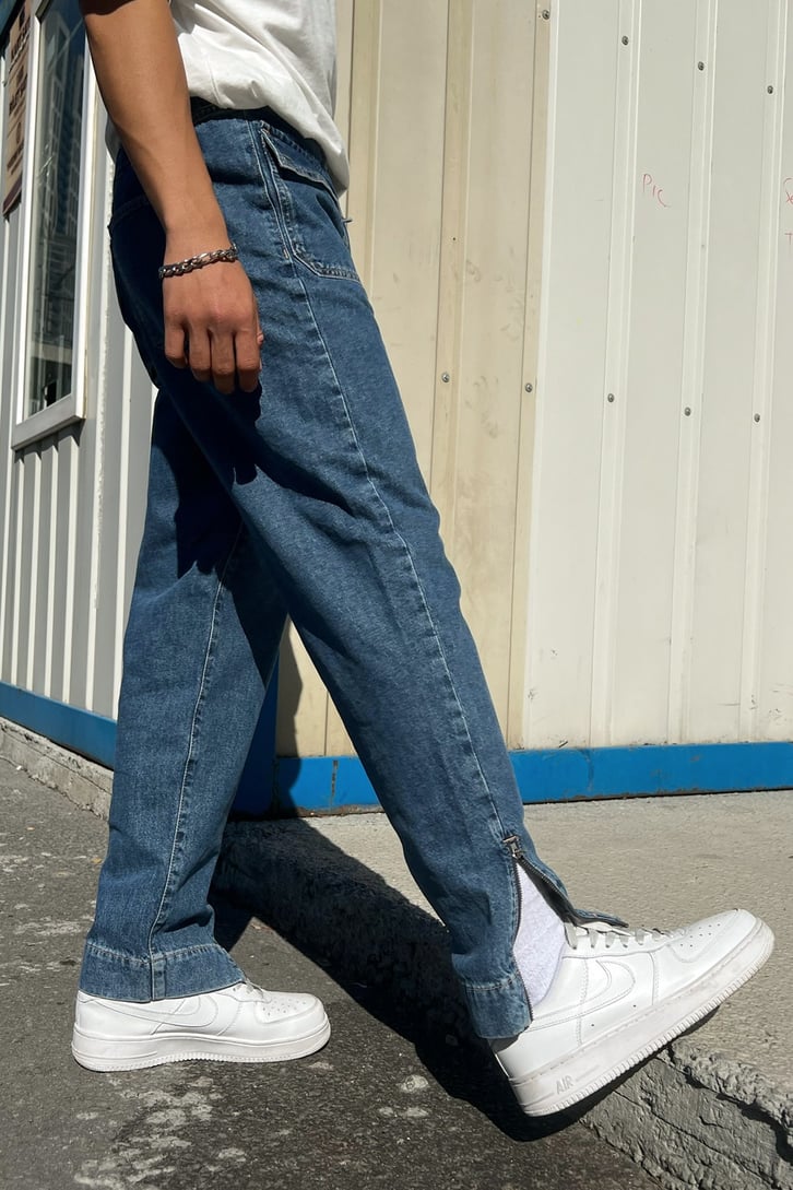 Cep Detaylı Zip Mavi Regular Fit Jean