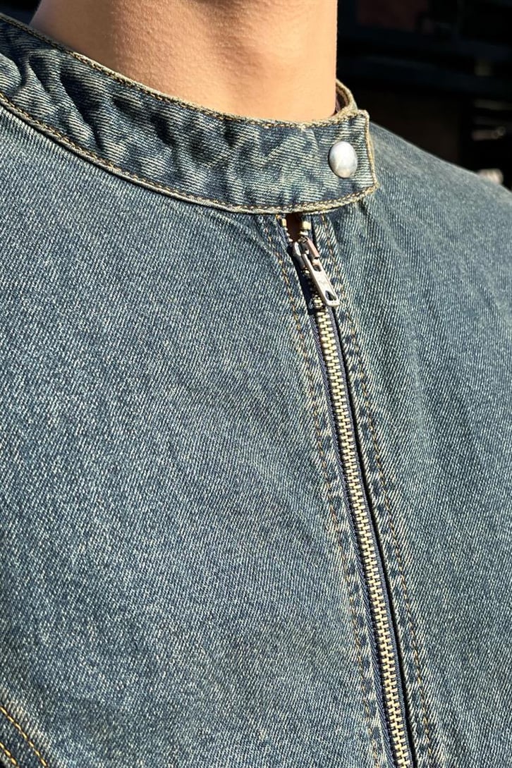 Cep Detaylı Zipper Kot Ceket