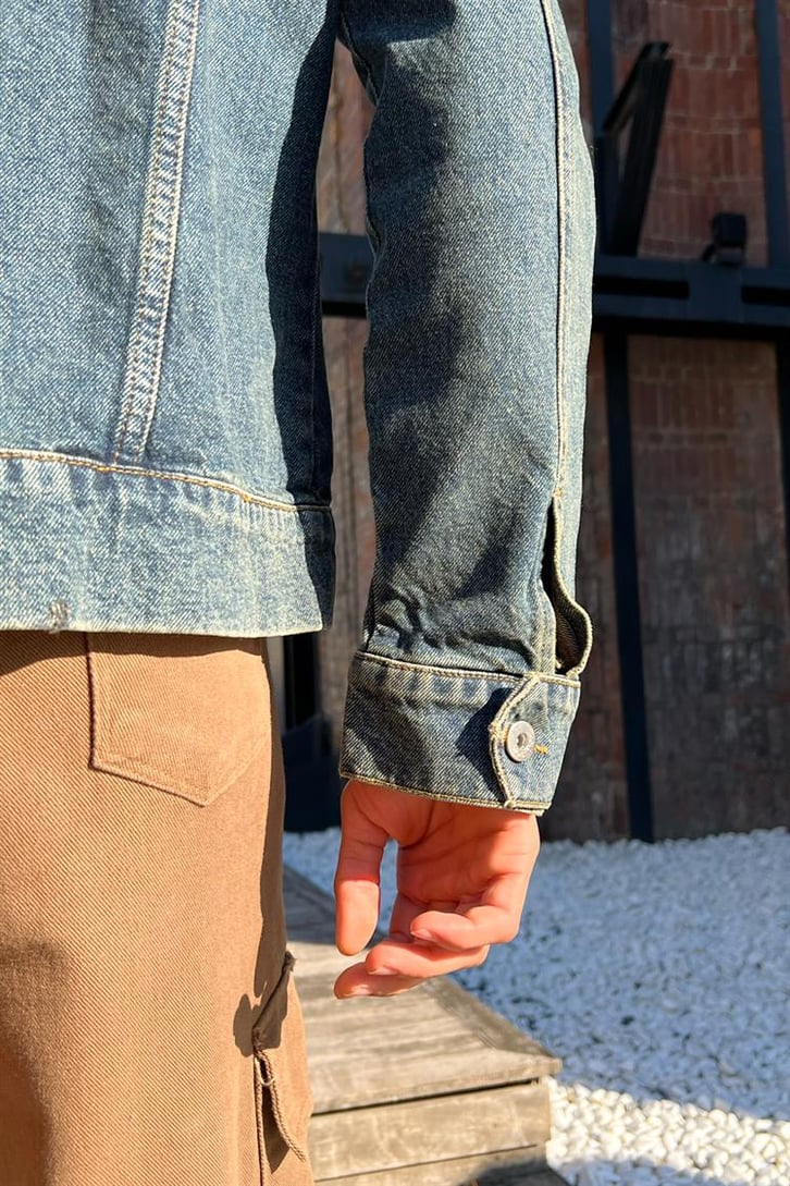 Cep Detaylı Zipper Kot Ceket
