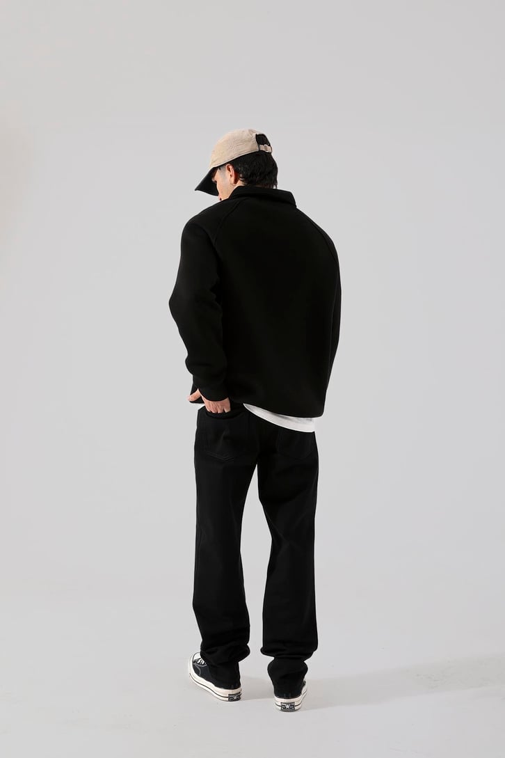 Cep Dikiş Detaylı Siyah Baggy Jean