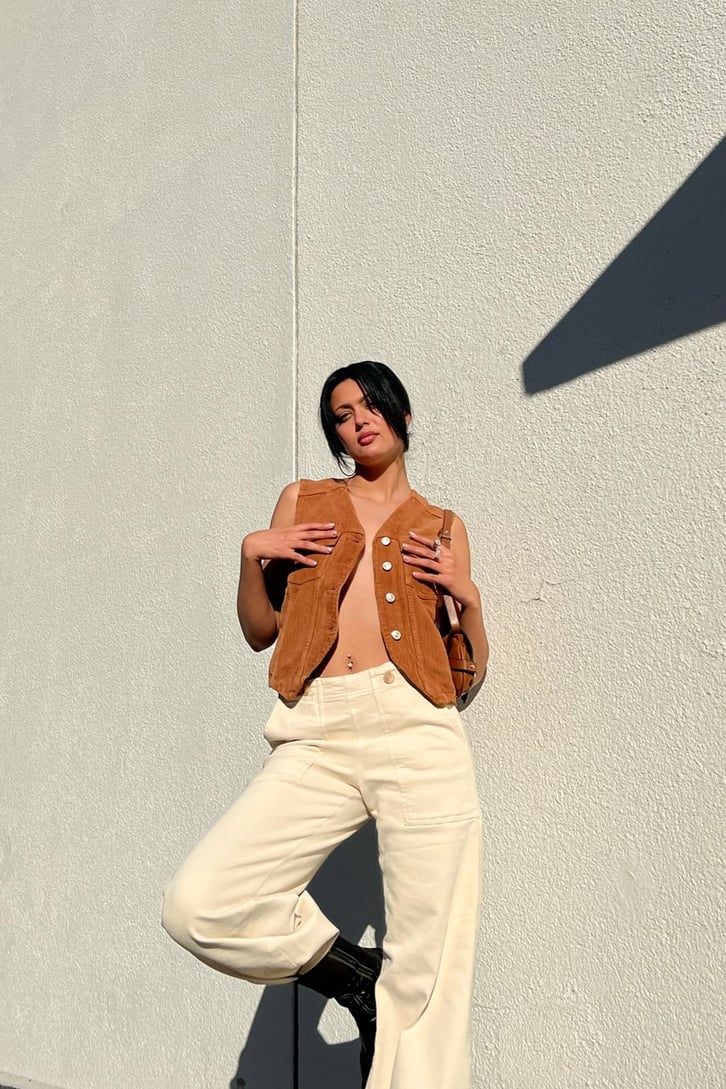 Cepli Taba Kadife Yelek