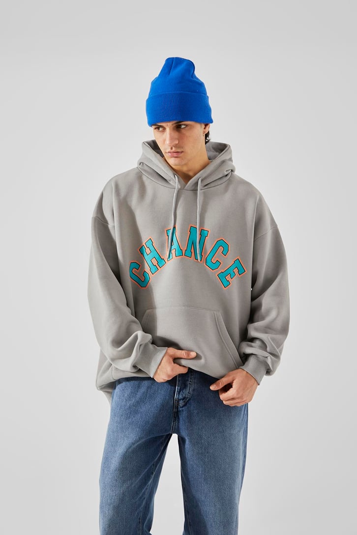 Change Baskılı Buz Gri Oversize Sweatshirt