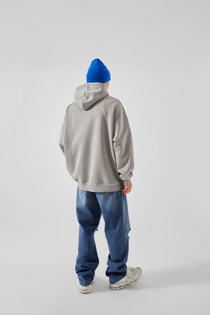 Change Baskılı Buz Gri Oversize Sweatshirt
