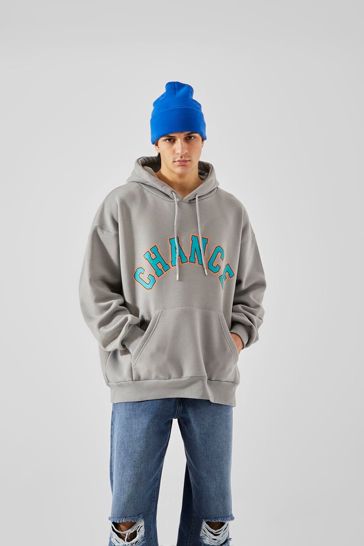 Change Baskılı Buz Gri Oversize Sweatshirt