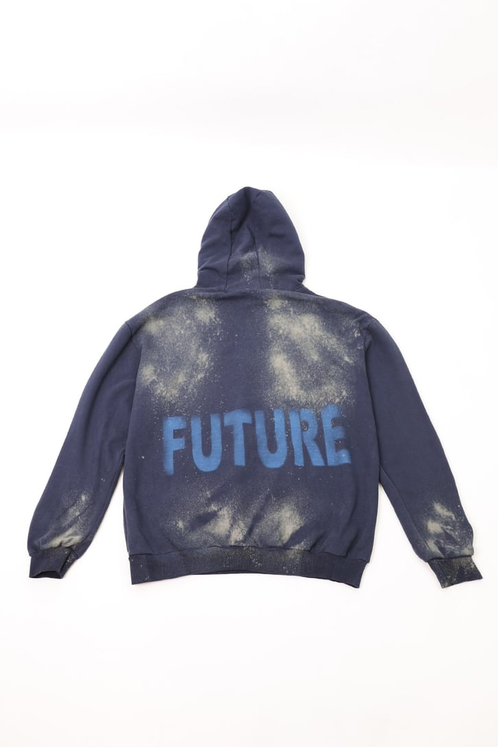 Chaos Baskılı Lacivert Oversize Sweatshirt