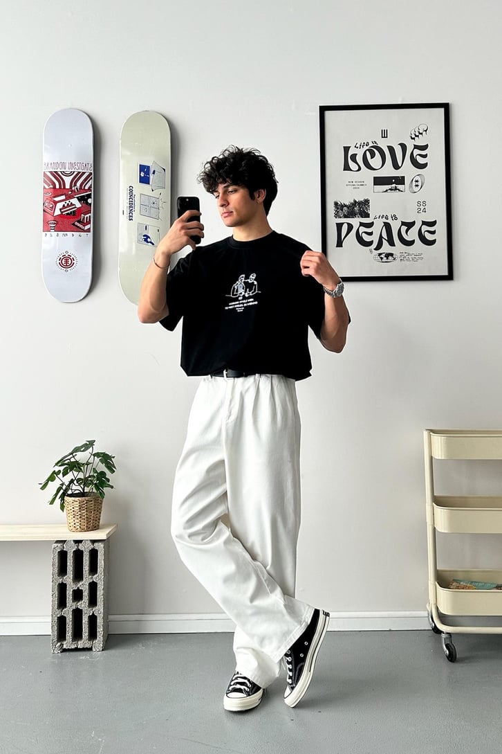 Cheers Bro Baskılı Oversize Tişört