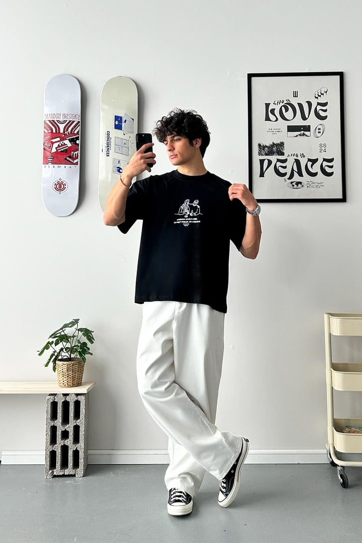 Cheers Bro Baskılı Oversize Tişört