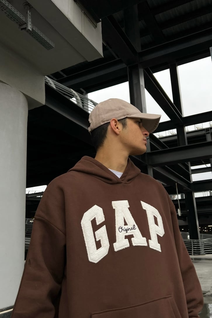 Chest Logo Nakışlı Oversize Hoodie