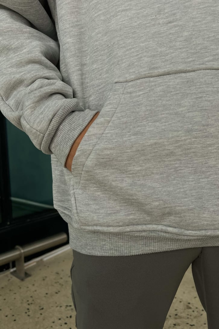 Chest Logo Nakışlı Oversize Hoodie