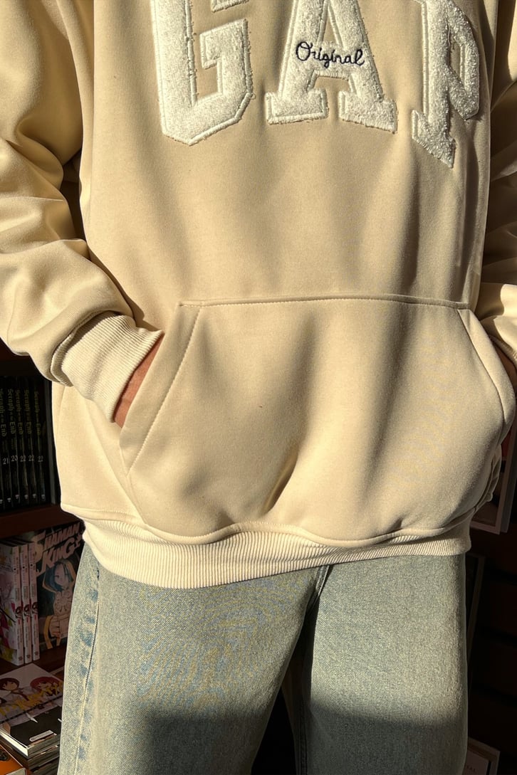Chest Logo Nakışlı Oversize Hoodie