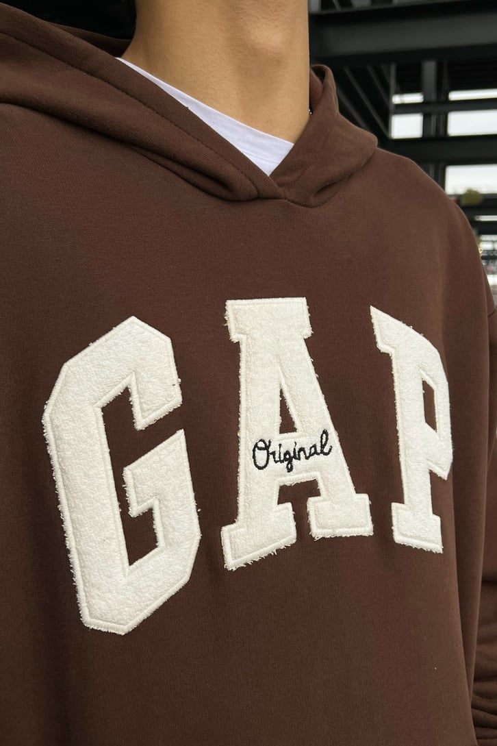 Chest Logo Nakışlı Oversize Hoodie