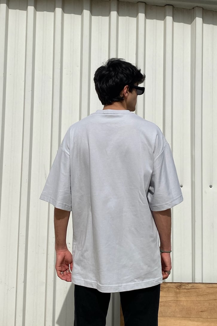 Chest Logo Oversize Gri Basic Tee