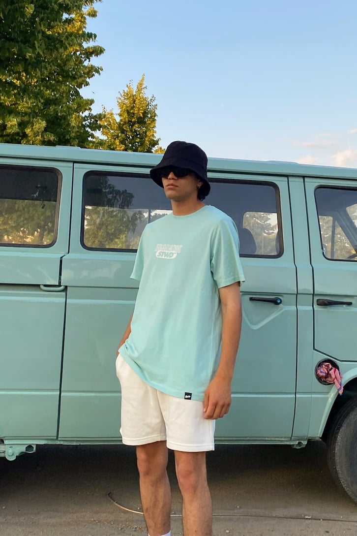 Chest Printed Su Yeşili Regular Fit Tshirt