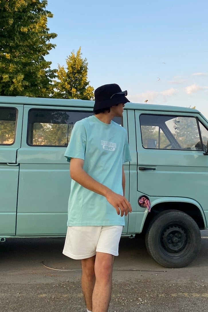 Chest Printed Su Yeşili Regular Fit Tshirt