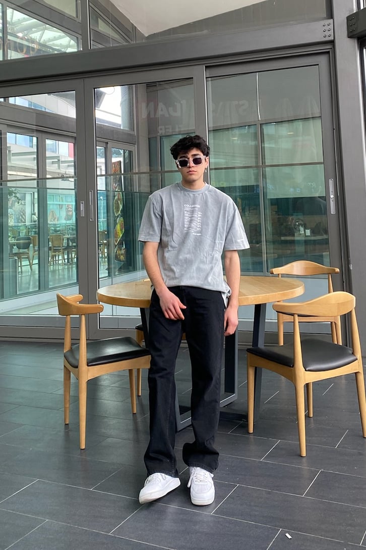 Chest Text Printed Oversize Washed Tee
