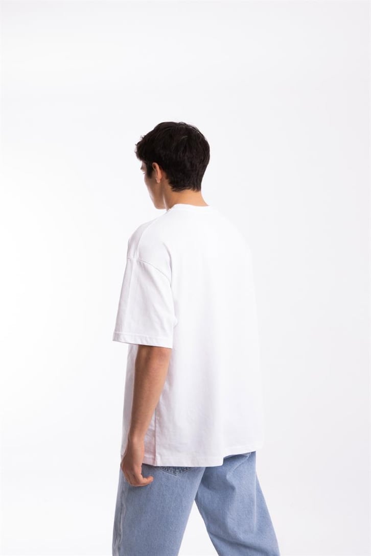 Chill Baskılı Beyaz Oversize Tişört