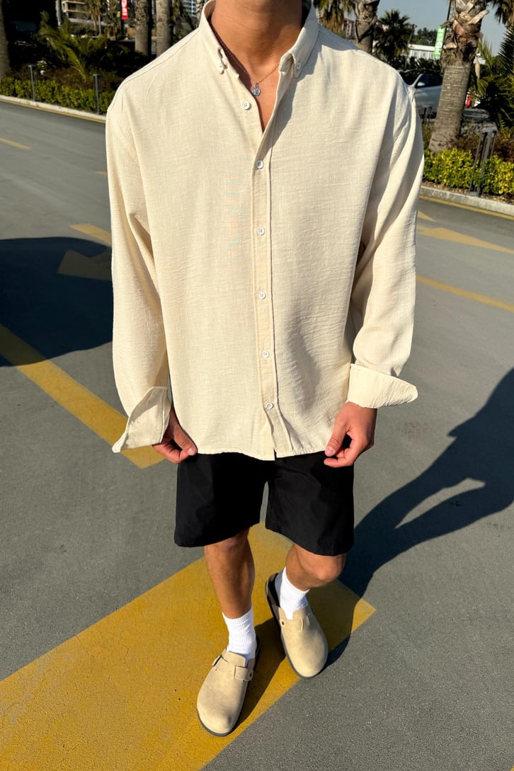 Chill Cozy Relax Fit Bej Gömlek