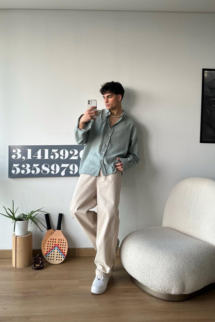 Chill Cozy Relax Fit Bej Gömlek