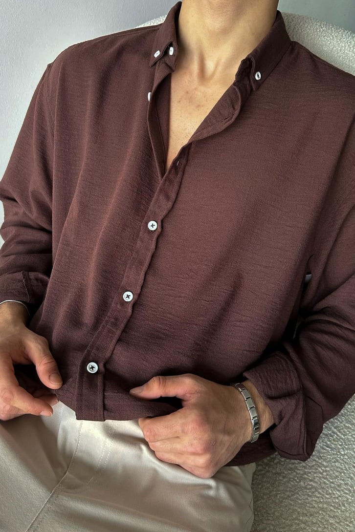 Chill Cozy Relax Fit Kahverengi Gömlek