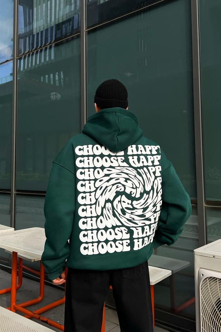 Choose Sırt Baskılı Yeşil Oversize Hoodie