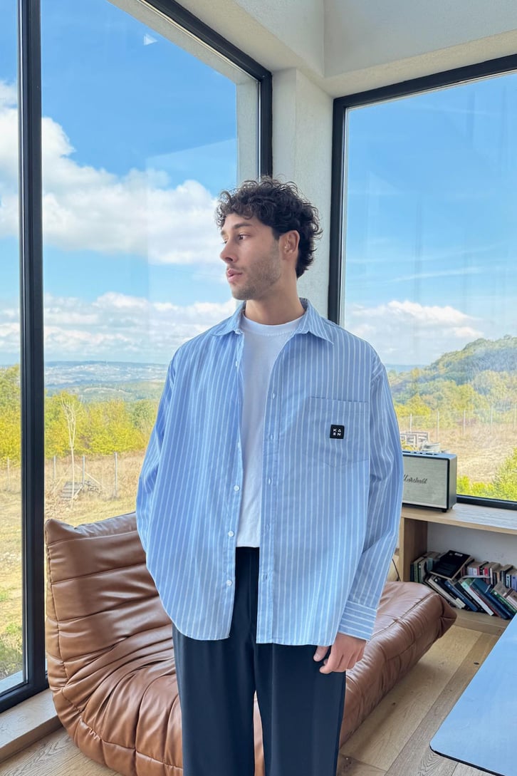 Çift Çizgili Oversize Gömlek