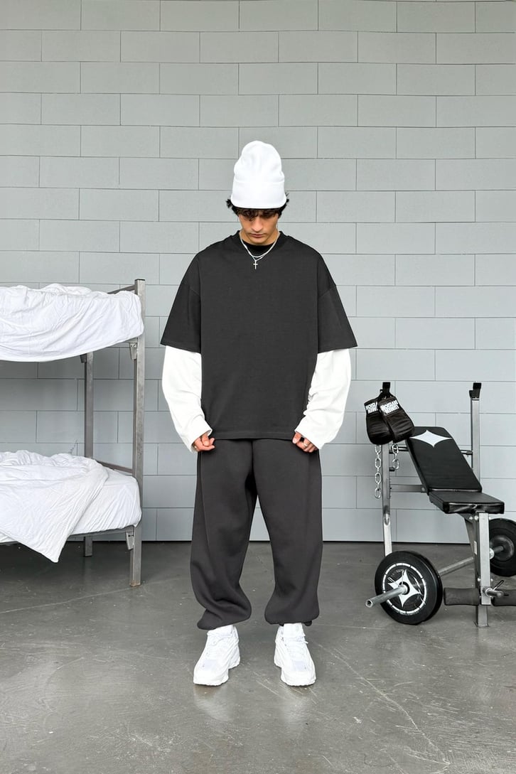 Çift Kollu Basic Oversize Long Sleeve Tişört