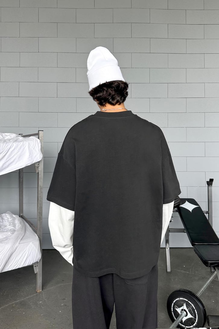 Çift Kollu Basic Oversize Long Sleeve Tişört