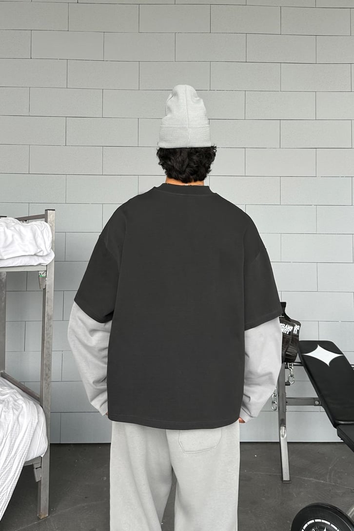 Çift Kollu Basic Oversize Long Sleeve Tişört