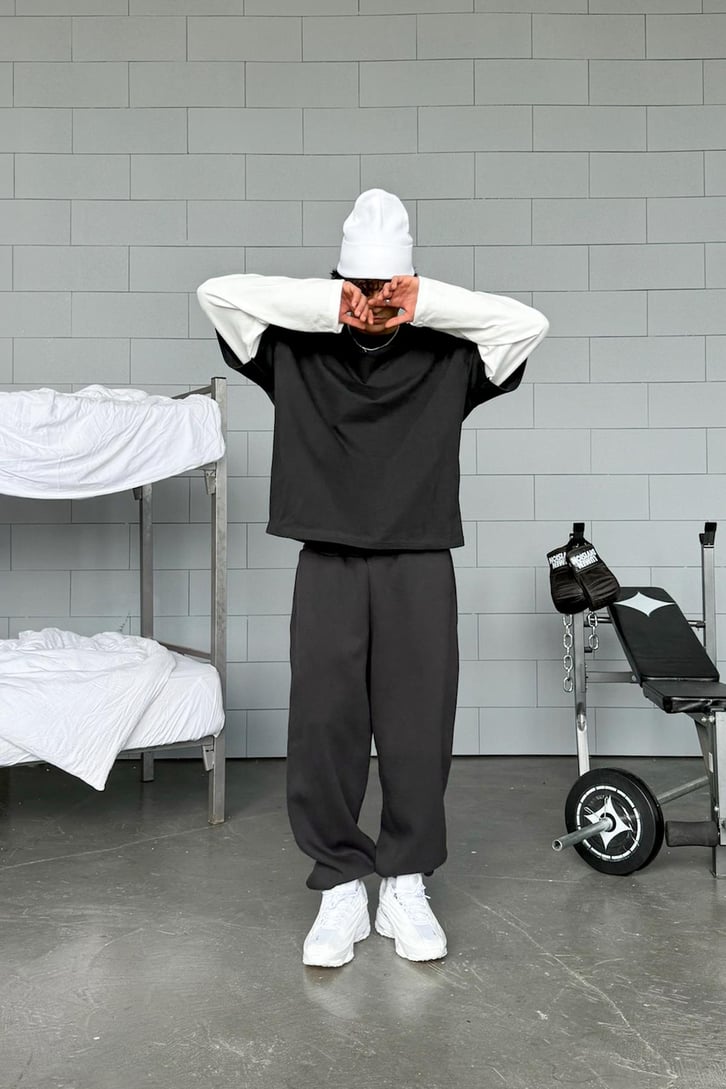 Çift Kollu Basic Oversize Long Sleeve Tişört