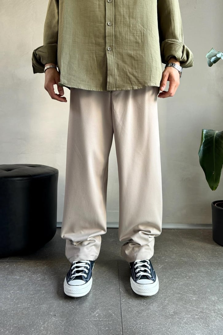 Çift Pileli Relaxed Kumaş Pantolon