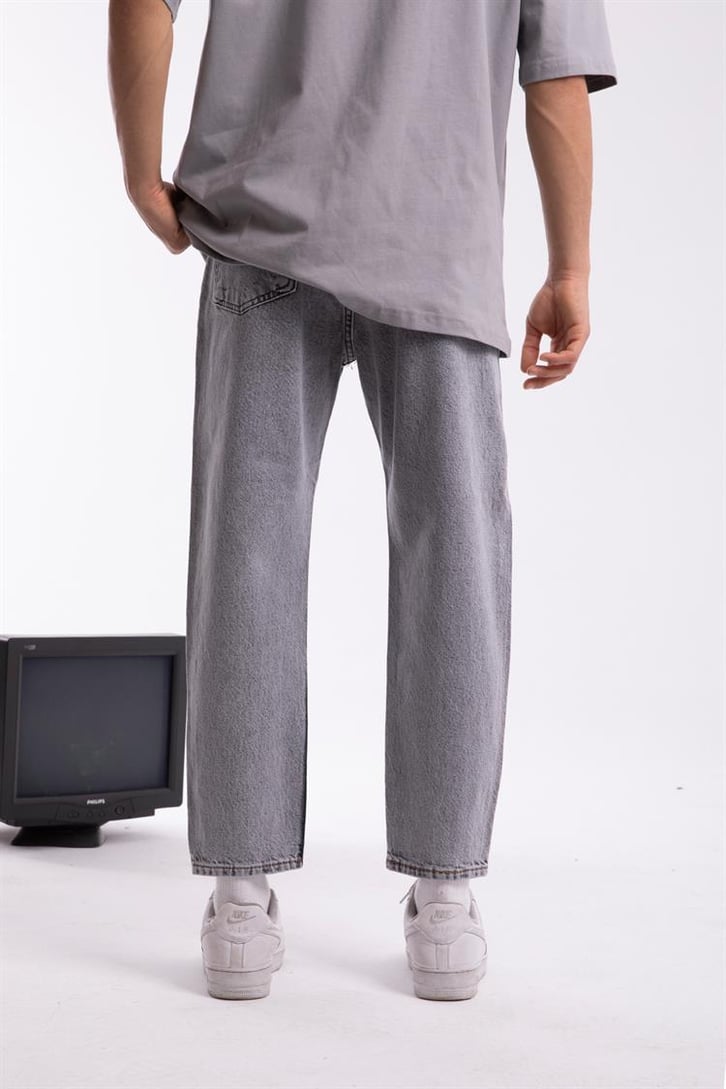 Çift Renkli Açık Mavi Mom Fit Jean