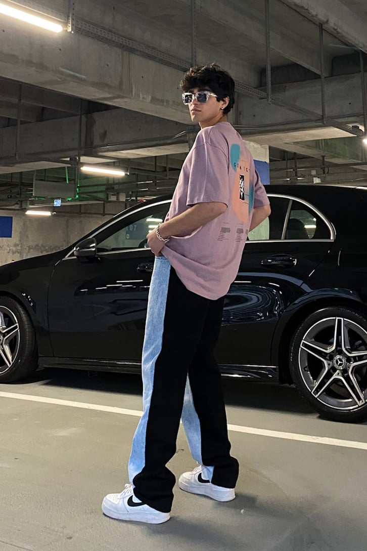 Çift Renkli Urban Baggy Jean