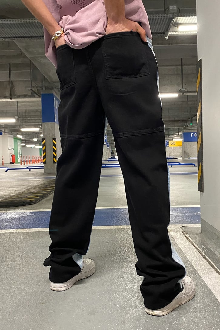 Çift Renkli Urban Baggy Jean