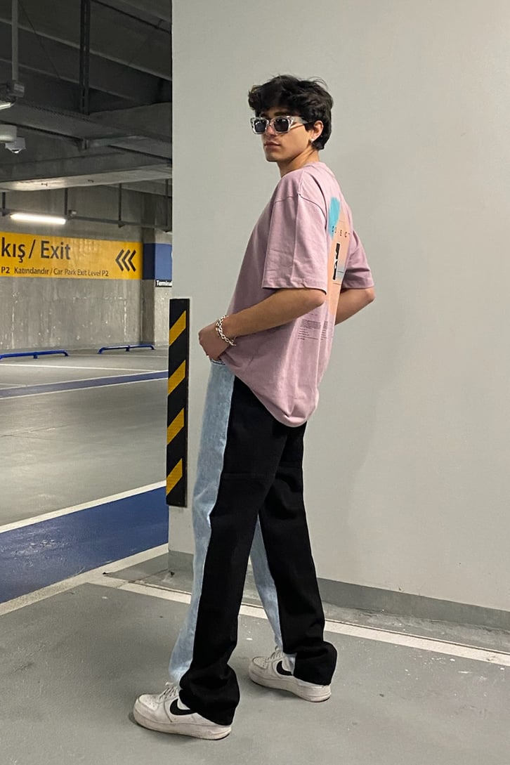 Çift Renkli Urban Baggy Jean