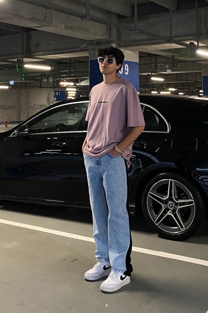 Çift Renkli Urban Baggy Jean