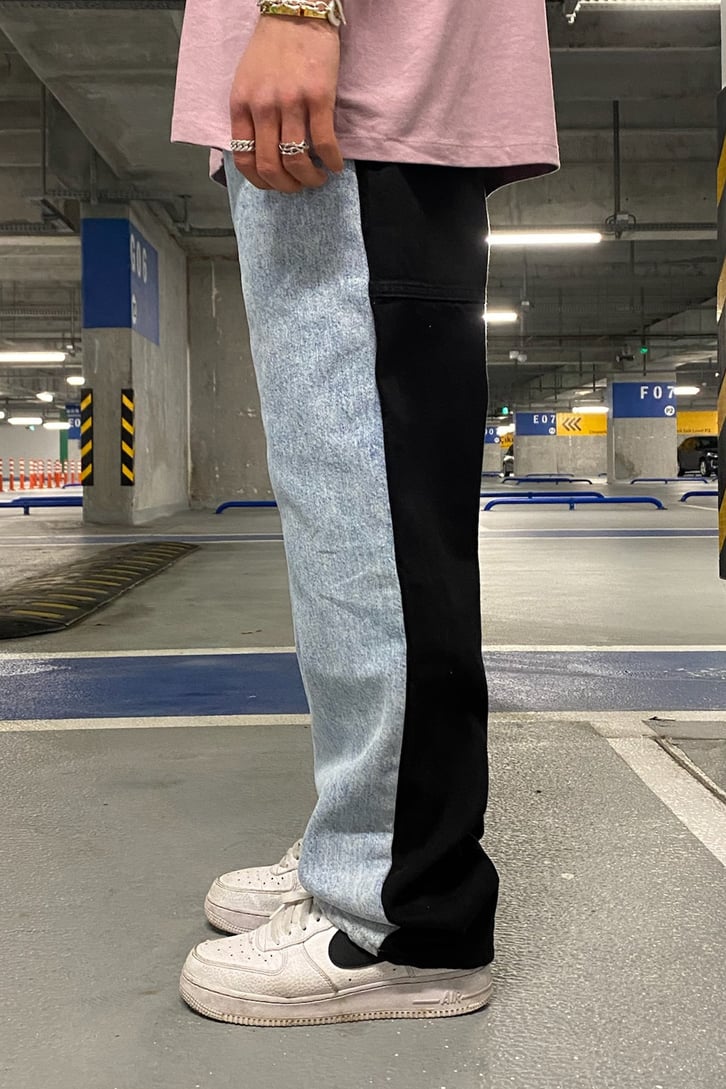 Çift Renkli Urban Baggy Jean