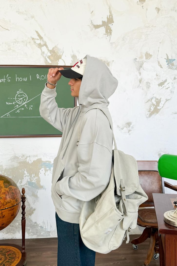 Çift Zip Basic Oversize Hoodie