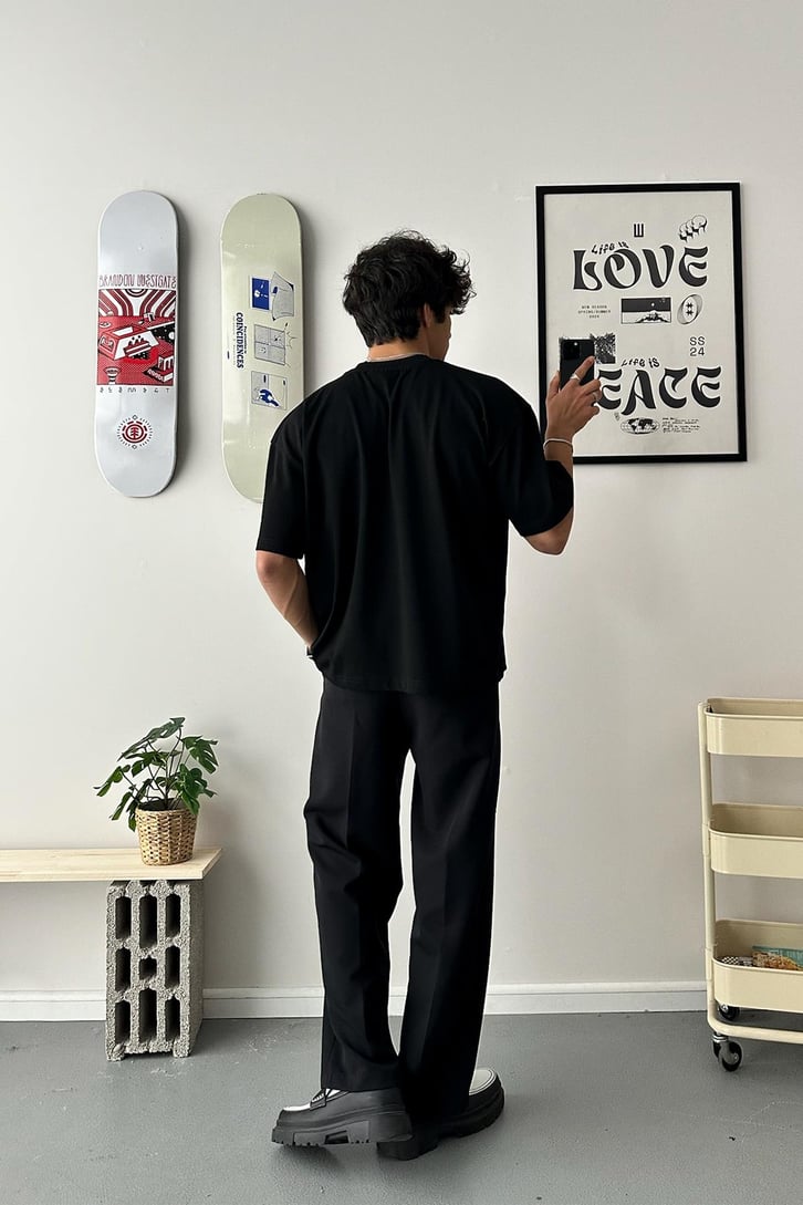 Circle Logo Baskılı Oversize Tişört