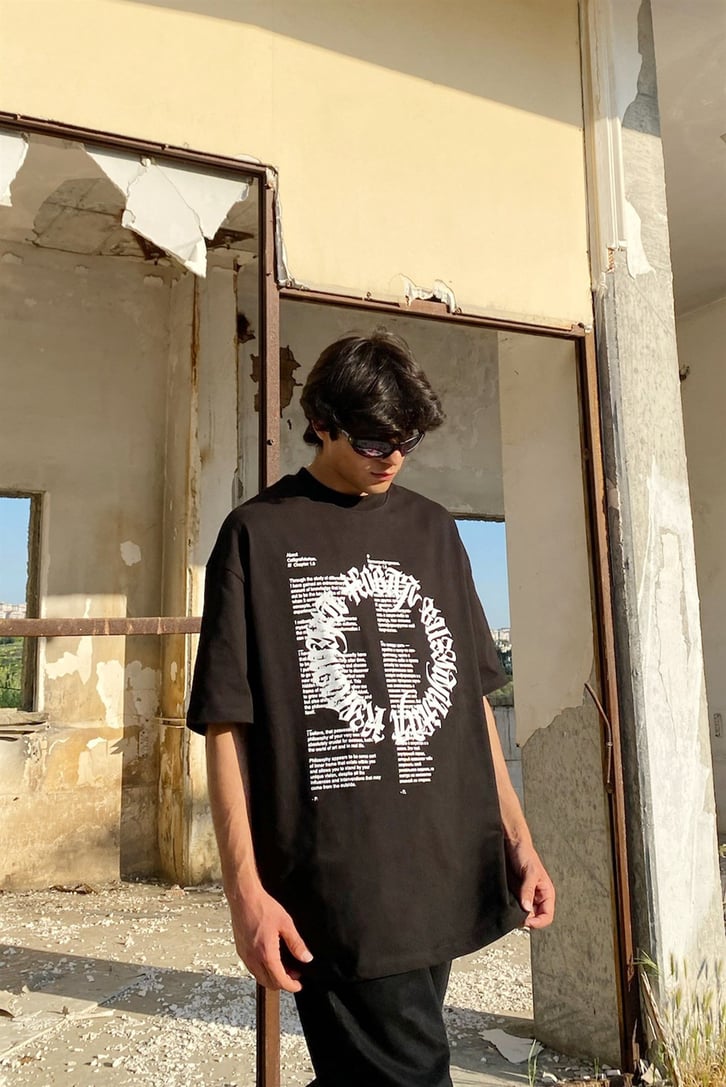 Circle Oversize Siyah Tshirt