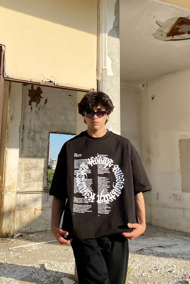 Circle Oversize Siyah Tshirt