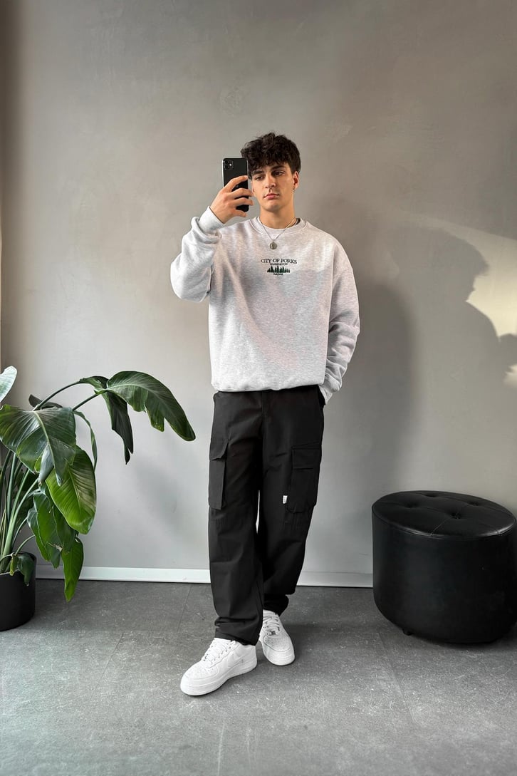 City Of Forks Nakışlı Bisiklet Yaka Sweatshirt