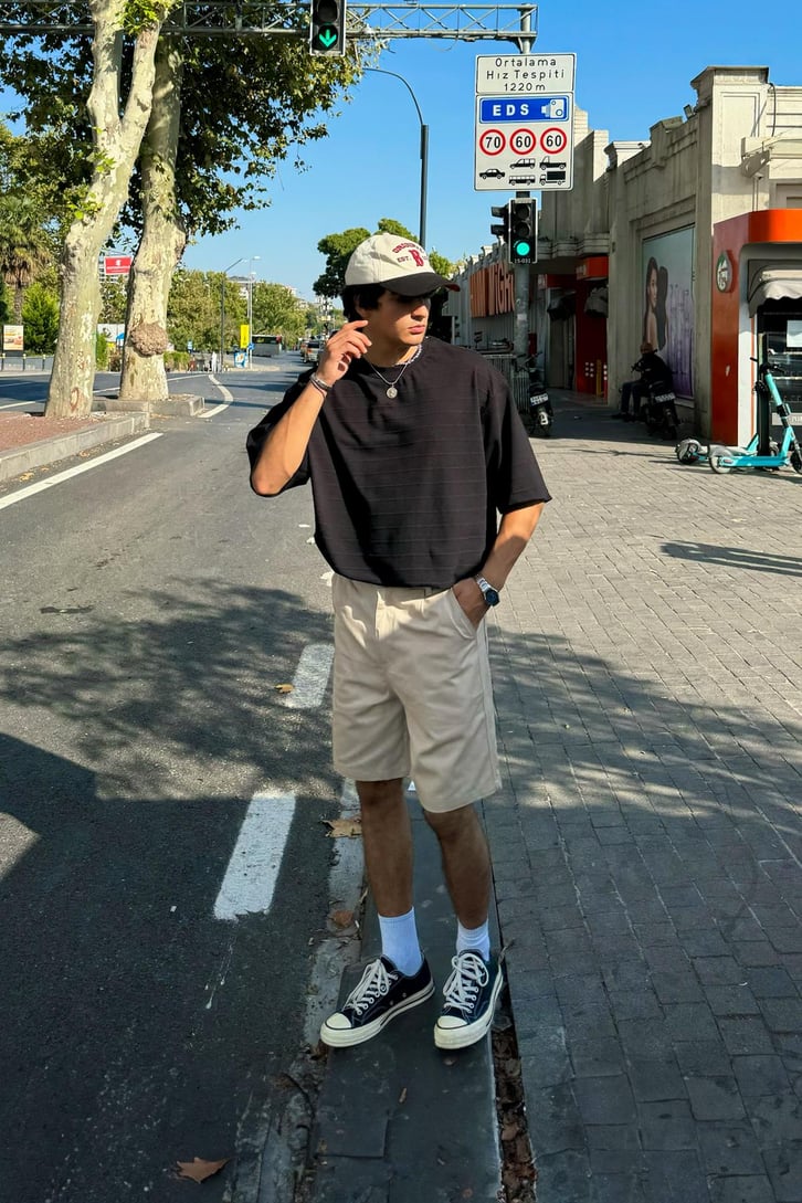 Çizgi Dokulu Oversize Tişört