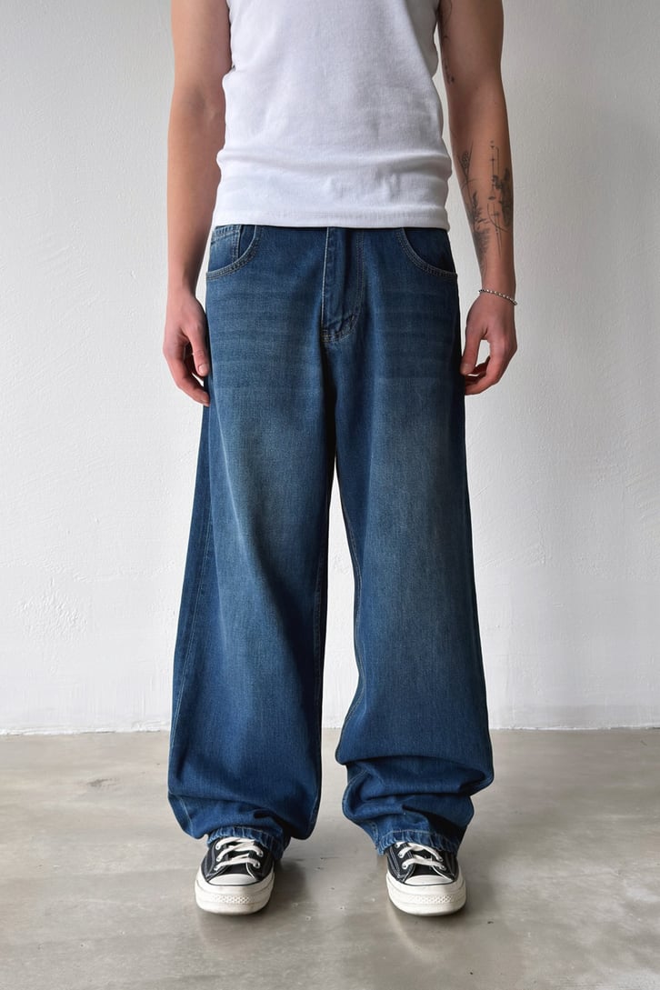 Çizgili Baggy Jean
