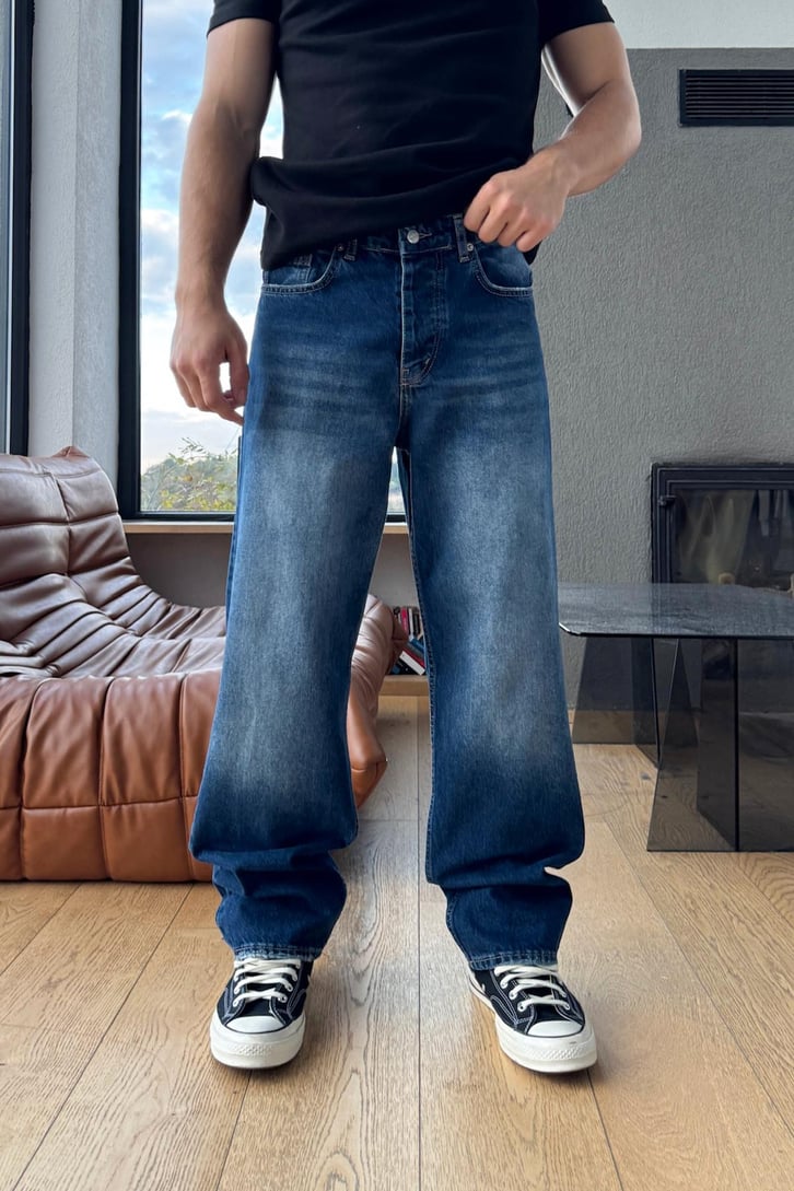 Çizgili Baggy Jean