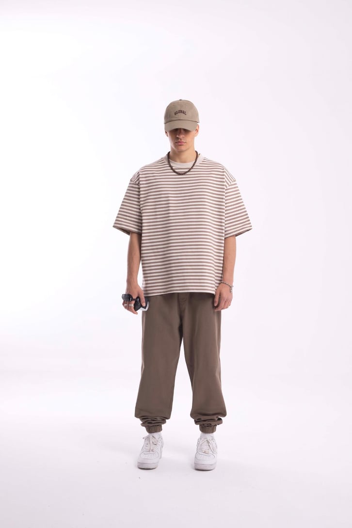 Çizgili Basic Oversize Tshirt