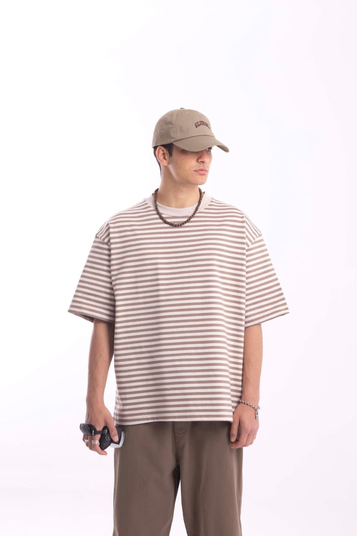 Çizgili Basic Oversize Tshirt