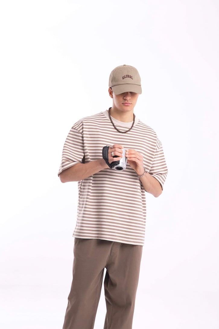 Çizgili Basic Oversize Tshirt