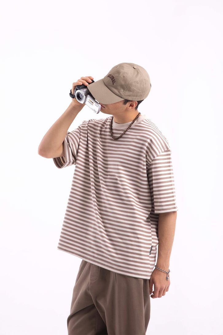 Çizgili Basic Oversize Tshirt