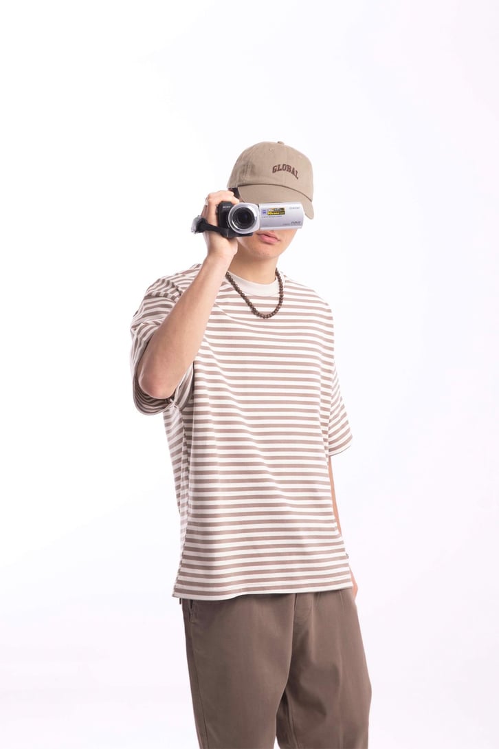 Çizgili Basic Oversize Tshirt