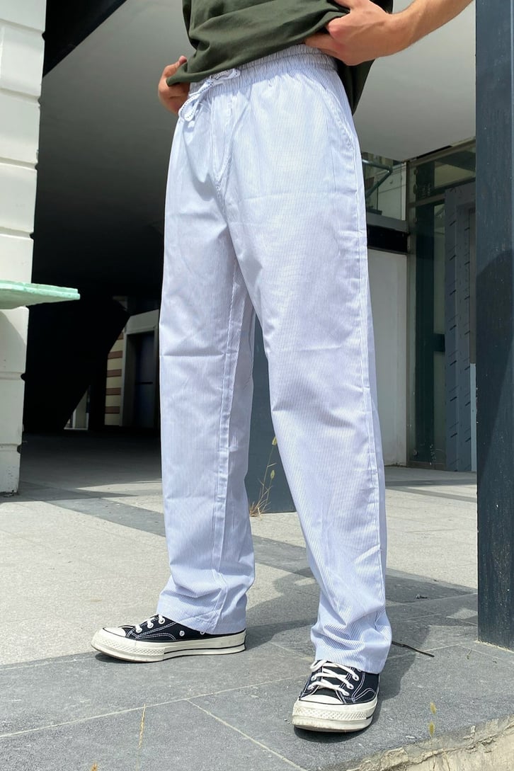 Çizgili Bel Bağcıklı Jogger Pantolon